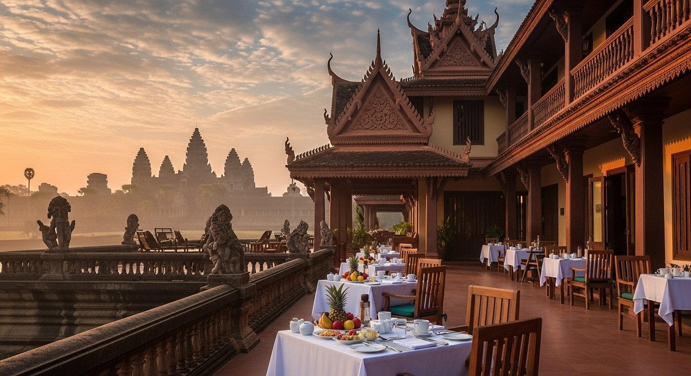 Enjoy a delicious and timely Hotels near Angkor Wat early breakfast, ensuring you're energized before your spectacular sunrise adventure.