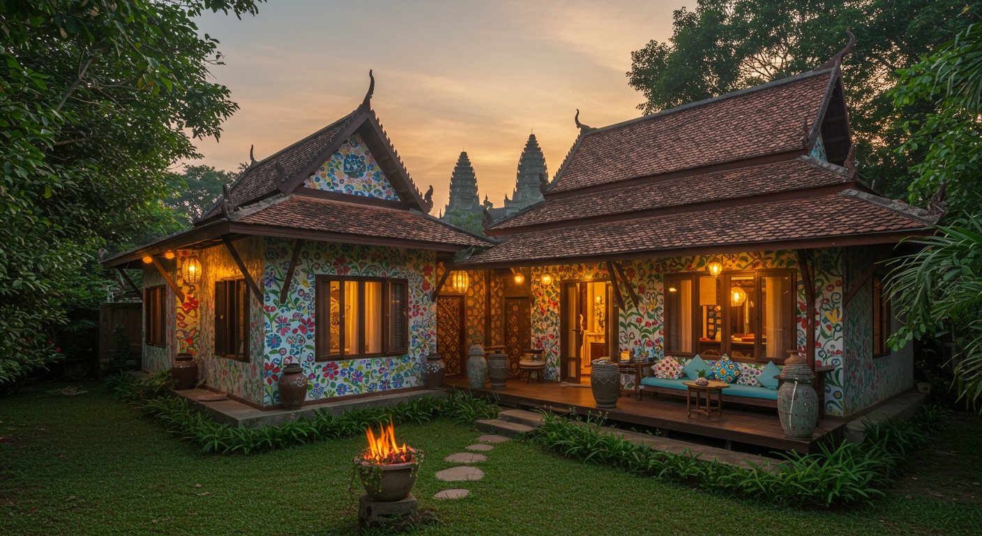 This stunning, culturally rich property is among the top budget villas near Angkor Wat, offering a unique blend of comfort and local artistry.